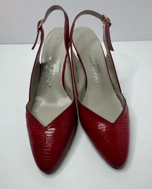 Saks Fifth Avenue Red Slingback Heels Size 7.5B thumbnail 1