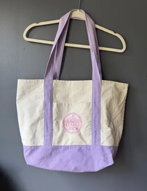 Trader Joe's Canvas Tote Bag with Purple Accents thumbnail 1