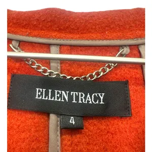 Ellen Tracy Wool Blend Hooded Car Coat Gray Orange Lining Size 4 thumbnail 5
