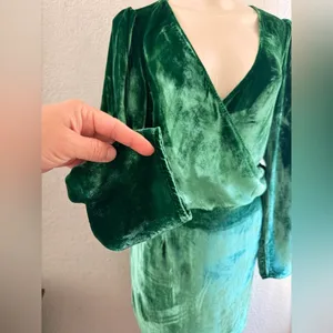 Reformation Bordeau Velvet Dress Emerald size med thumbnail 14