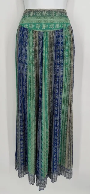 Free People Palazzo Pants Small Blue Green Geometric Boho Festival Wide Leg thumbnail 1