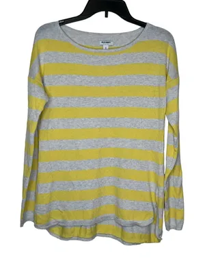 Old Navy Women's Sweater Striped Long Sleeve Lightweight Gray/Yellow Sz.‎ Medium thumbnail 1