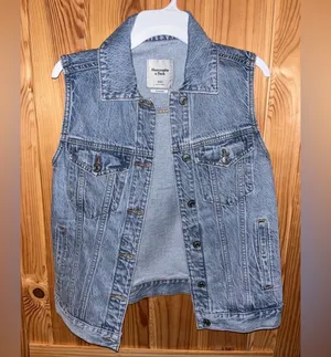Abercrombie & Fitch Blue Denim Jacket Vest Oversized Fit Retro thumbnail 2