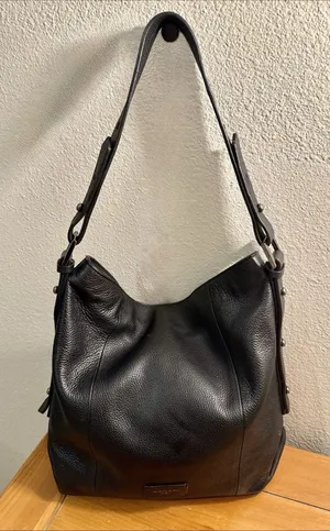 Tahari ASL Black Pebbled Leather Slouchy Hobo Shoulder Bag Adjustable Strap thumbnail 1