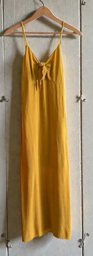 Forever‎ 21 Mustard Yellow Maxi Dress with Front Tie thumbnail 1