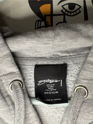 Stüssy Tie-Dye Logo Gray Pullover Hoodie Medium thumbnail 3