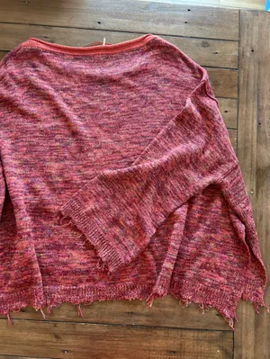 Free People Linen Prism Spacedye Red Slouchy Sweater S thumbnail 10