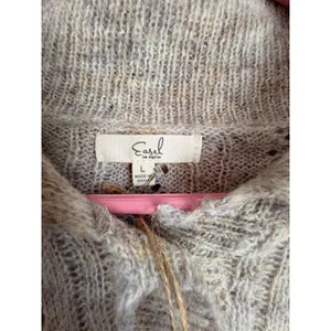 NWT Easel Los Angeles Pointelle Knit Polo Sweater Oatmeal Beige Wool Blend Large thumbnail 3