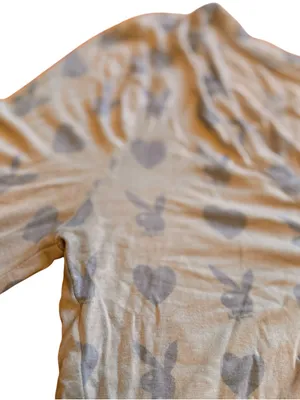 Playboy PacSun Y2K Bunny Heart Print Blue Cropped Cardigan Top Womens Small GUC thumbnail 9