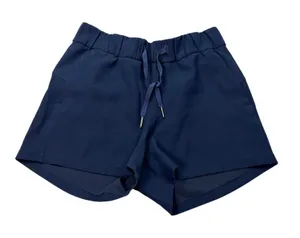 lululemon womens navy drawstring shorts. Size S athleisure workout, 2.5in inseam thumbnail 1