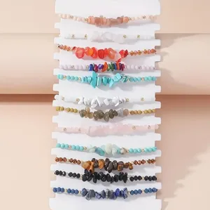 12PCS Mixed Color Rainbow Colorful Stone Crystal Bracelets thumbnail 5