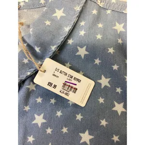 Wishlist Star Print Button Front‎ Romper Light Blue Denim Large WL24-9852 NEW. thumbnail 4