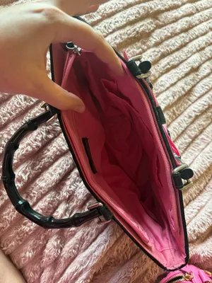 Black Handbag with Pink Bow Accent thumbnail 2