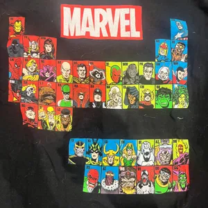 Marvel Avengers Unisex Large Black‎ T Shirt Periodic Table Short Sleeves thumbnail 2