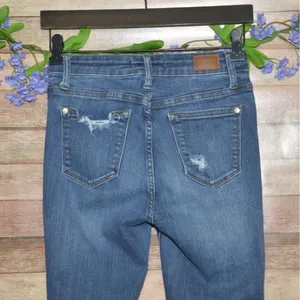 Judy Blue Skinny Jeans Ladies 3 26 Distressed Stretch Denim Pants Raw Cuffed Hem thumbnail 6