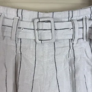 Abercrombie & Fitch Linen Belted High Waist‎ Black & White Stripe Shorts Sz Sml thumbnail 6