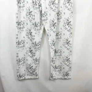Body Touch Medium Pajama Set‎ White Gray Floral Long Sleeve Lounge Feminine 367 thumbnail 9