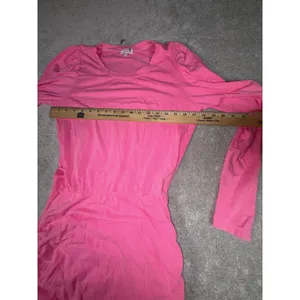 anthropologie sundry hot pink dress size 2 Ruched Fern‎ Puff Sleeves thumbnail 4