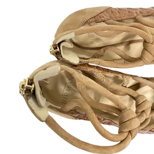 Alexandre Birman Lana Camel Tan Crocodile and‎ Suede Strappy Heels thumbnail 6