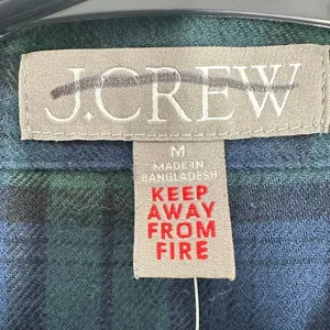 J. Crew Plaid Button Down Pajama Shirt Top Long‎ Sleeve Cotton Blue Green M NWT thumbnail 2