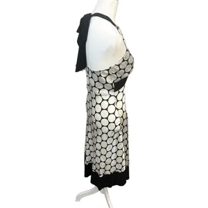 VTG Y2K 90s Black/White Babydoll‎ Halter Dress Small Silky Flowy Rockabilly USA thumbnail 4