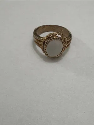 Gold-Tone Ring with White Oval Stone - Elegant Women's Jewelry thumbnail 4