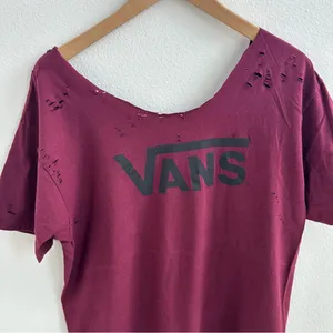 Vans Burgundy Off the Shoulder Tee thumbnail 2