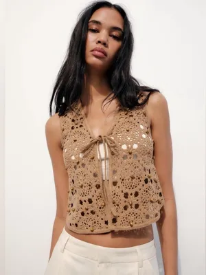 Zara Beaded Crochet Vest thumbnail 3