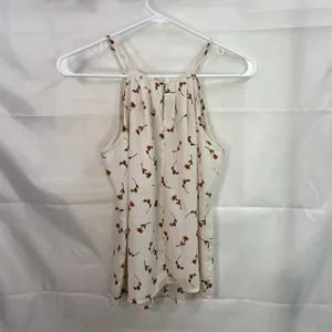 Mi‎ Ami Francesca's women's cream floral high neck loose relaxed tank blouse XS thumbnail 6