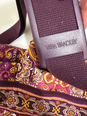 Vera Bradley Safari Sunset Paisley Design Medium Duffel Bag Purple Orange thumbnail 5