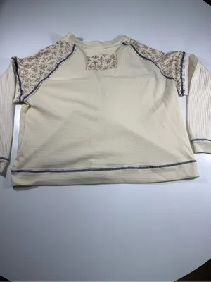 POL Anthropologie Cream Button-Front Long Sleeve Tee NWOT thumbnail 8