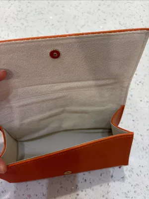 Tory Burch Orange Saffiano Leather Cosmetic Case with Gold Logo thumbnail 5