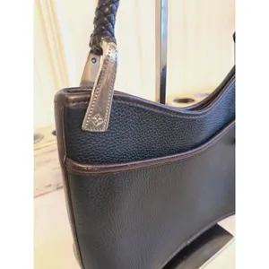 Brighton Shoulder Bag Womens Small Black Leather‎ Braided Strap Heart Charm thumbnail 3