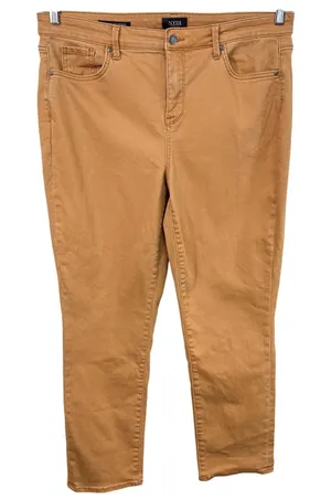 NYDJ Size 14 Jeans Margot Girlfriend Tan High Rise Stretch Straight Office 1116 thumbnail 1