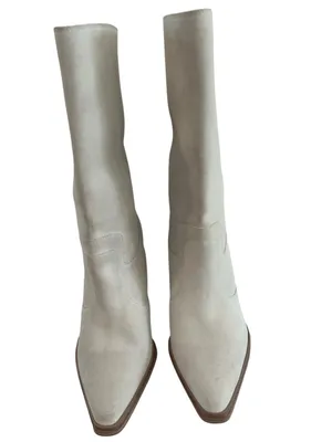 Franco Sarto® Jaxon midcalf Suede boot, White Chalk, Size 7.5, NWOT Display pair thumbnail 4