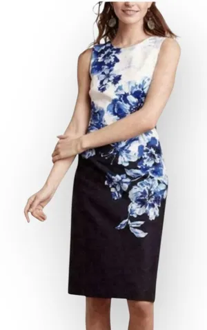 Maeve x Anthropologie Vanda Sheath Dress Women's 8 Blue Floral Sleeveless thumbnail 1