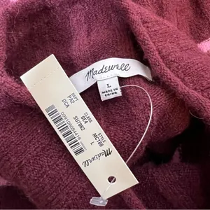 Madewell Ribbed Turtleneck Sweater Burgundy Pink Striped Merino Alpaca MC188 NEW thumbnail 7