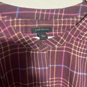 Ann Taylor Burgundy Plaid Blouse thumbnail 2