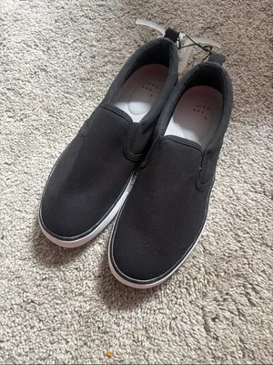 a new day Black Slip-On Canvas Sneakers with White Sole 9w thumbnail 4