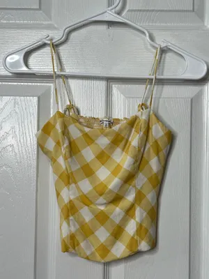 Reformation Meyer Top Yellow Gingham Coquette Cottagecore Picnic Girl Cami Sz 0 thumbnail 2