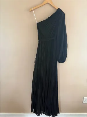 Lulus Divine Charm Black Pleated One-Shoulder Maxi Dress Size Large NWT Formal thumbnail 4