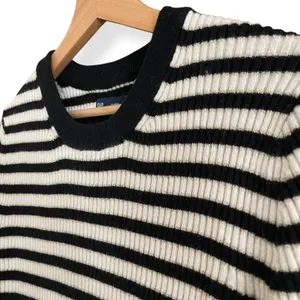 GAP Brooklyn Rib Knit Striped Crew Sweater - Black/Ivory/Gold thumbnail 8