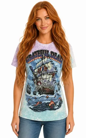 Liquid Blue Grateful Dead Ship of Fools Tie Dye T Shirt Small Deadhead thumbnail 1
