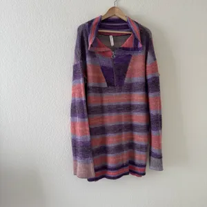 Anthropologie Daily Practice Half-Zip Tunic Sweater Mini Dress Striped M thumbnail 6