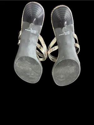 Kelly & Katie Gold Metallic Snakeskin Print Kitten Heel Slide Sandals Sz 10 thumbnail 11