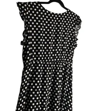 GRECERELLE Polka Dot High Low Faux Wrap Flowy High Low Maxi Dress Black White XL thumbnail 9