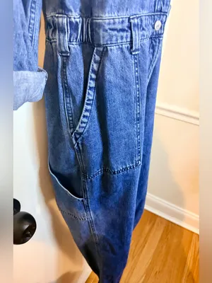 Old Navy Coveralls Womens Small Denim Jumpsuit Boilersuit Utility Workwear Blue thumbnail 7