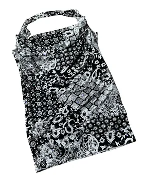 Endless Sun Paisley Bandana Cowl Halter Top Womens M Black White Y2K Rhinestone thumbnail 1