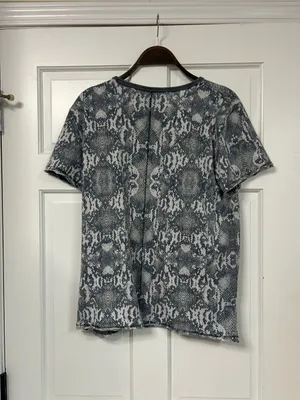 Free People Short Sleeve Snake-Print Tee in Gray and White thumbnail 2