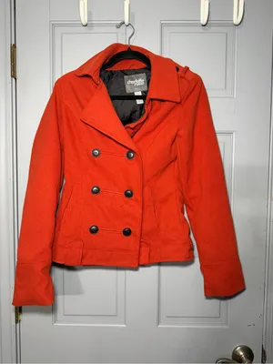 Charlotte Russe Bright Orange Double-Breasted Peacoat thumbnail 1